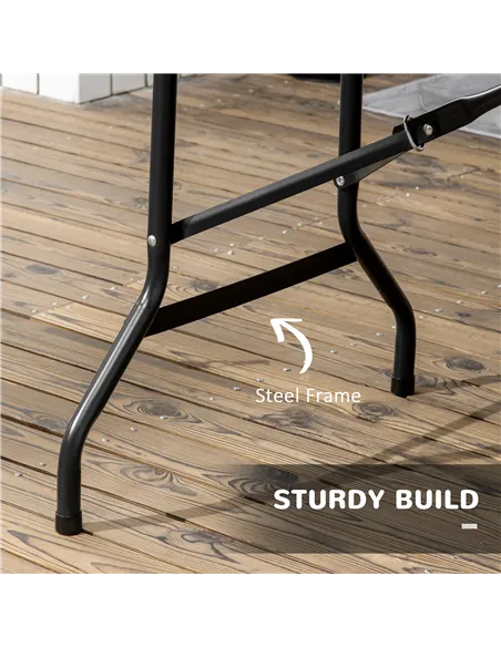 Outsunny Folding Garden Dining Table for 6, Rectangular Outdoor Dining Table with HDPE Tabletop, Foldable Garden Table with Stee