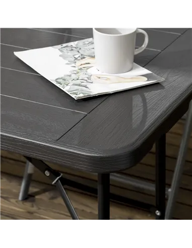 Outsunny Folding Garden Dining Table for 6, Rectangular Outdoor Dining Table with HDPE Tabletop, Foldable Garden Table with Stee