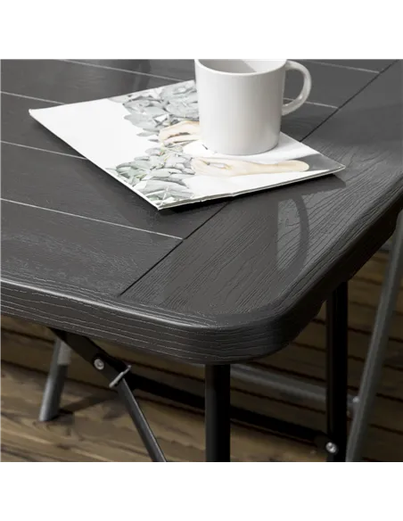 Outsunny Folding Garden Dining Table for 6, Rectangular Outdoor Dining Table with HDPE Tabletop, Foldable Garden Table with Stee