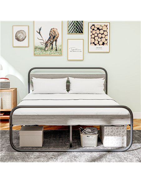 HOMCOM King Size Steel Industrial Bed Frame - Black