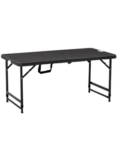 Outsunny Foldable Patio Dining Table for 4, Height Adjustable Outdoor Table for Garden, Lawn, Dark Grey