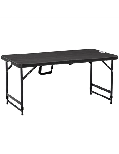 Outsunny Foldable Patio Dining Table for 4, Height Adjustable Outdoor Table for Garden, Lawn, Dark Grey