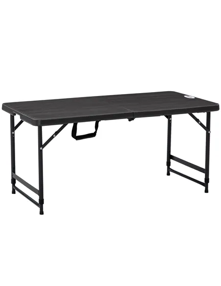 Outsunny Foldable Patio Dining Table for 4, Height Adjustable Outdoor Table for Garden, Lawn, Dark Grey