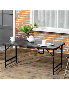 Outsunny Foldable Patio Dining Table for 4, Height Adjustable Outdoor Table for Garden, Lawn, Dark Grey 2