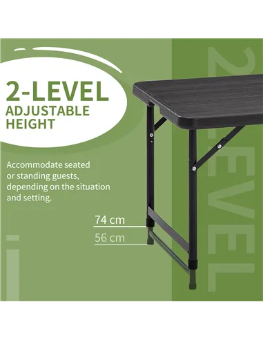 Outsunny Foldable Patio Dining Table for 4, Height Adjustable Outdoor Table for Garden, Lawn, Dark Grey