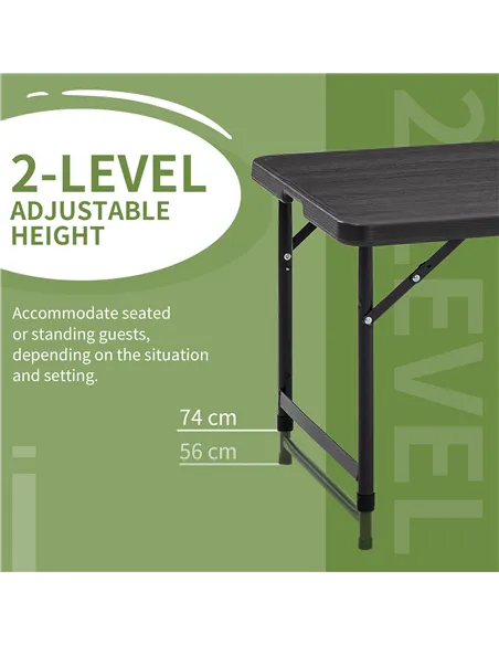 Outsunny Foldable Patio Dining Table for 4, Height Adjustable Outdoor Table for Garden, Lawn, Dark Grey