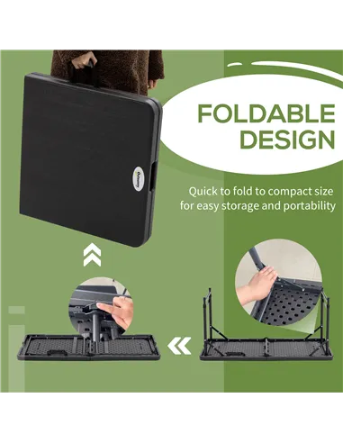 Outsunny Foldable Patio Dining Table for 4, Height Adjustable Outdoor Table for Garden, Lawn, Dark Grey