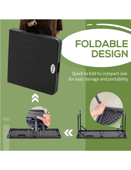 Outsunny Foldable Patio Dining Table for 4, Height Adjustable Outdoor Table for Garden, Lawn, Dark Grey