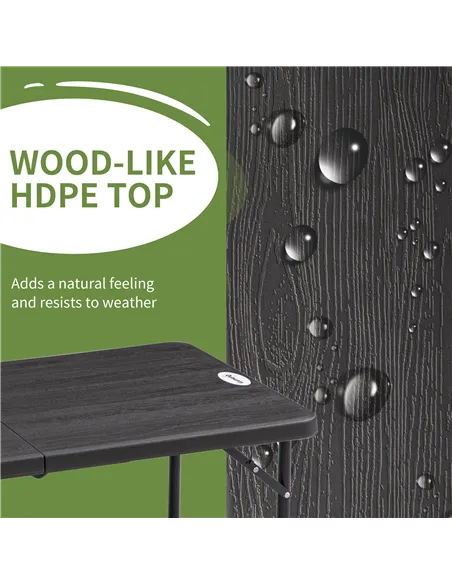 Outsunny Foldable Patio Dining Table for 4, Height Adjustable Outdoor Table for Garden, Lawn, Dark Grey