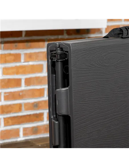 Outsunny Foldable Patio Dining Table for 4, Height Adjustable Outdoor Table for Garden, Lawn, Dark Grey