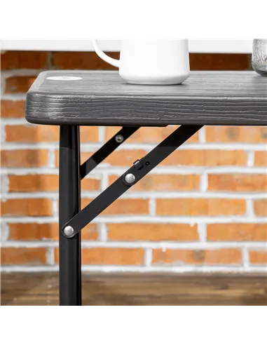 Outsunny Foldable Patio Dining Table for 4, Height Adjustable Outdoor Table for Garden, Lawn, Dark Grey
