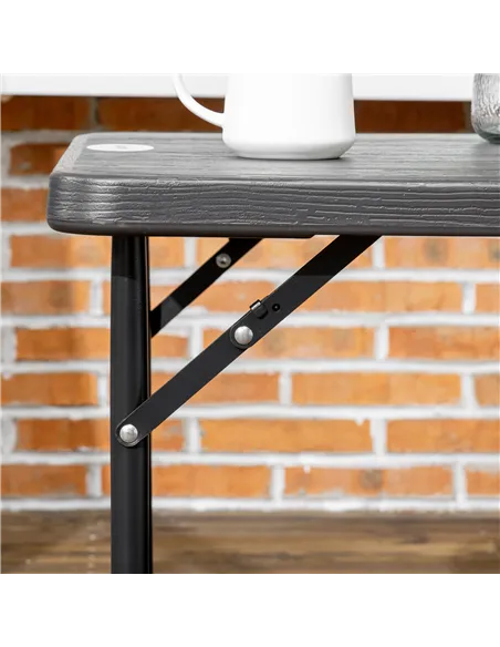 Outsunny Foldable Patio Dining Table for 4, Height Adjustable Outdoor Table for Garden, Lawn, Dark Grey