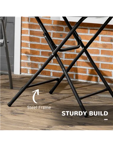 Outsunny Foldable Round Garden Table for 4, Outdoor Dining Table with HDPE Tabletop and Steel Frame, 80 x 80 x 73 cm, Dark Grey