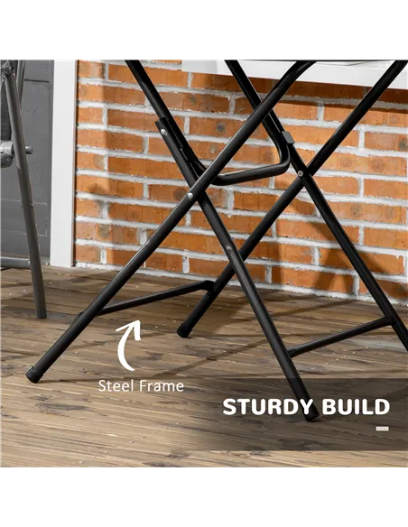 Outsunny Foldable Round Garden Table for 4, Outdoor Dining Table with HDPE Tabletop and Steel Frame, 80 x 80 x 73 cm, Dark Grey