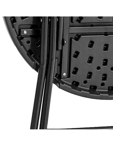 Outsunny Foldable Round Garden Table for 4, Outdoor Dining Table with HDPE Tabletop and Steel Frame, 80 x 80 x 73 cm, Dark Grey