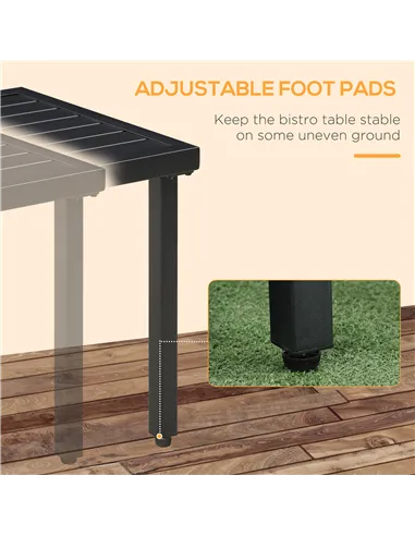 Outsunny Garden Side Table End Table Patio Coffee Table with Umbrella Hole, Steel Frame for Balcony, Black