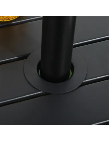 Outsunny Garden Side Table End Table Patio Coffee Table with Umbrella Hole, Steel Frame for Balcony, Black