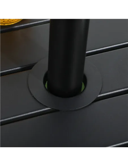 Outsunny Garden Side Table End Table Patio Coffee Table with Umbrella Hole, Steel Frame for Balcony, Black