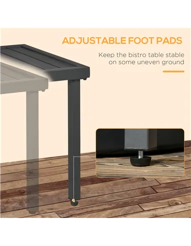 Outsunny Garden Side Table, 51x51cm Square Patio Coffee Table with Umbrella Hole, End Table with Steel Frame for Balcony, Grey