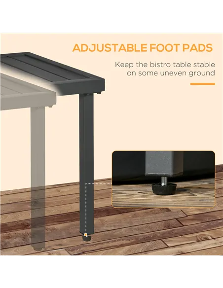 Outsunny Garden Side Table, 51x51cm Square Patio Coffee Table with Umbrella Hole, End Table with Steel Frame for Balcony, Grey
