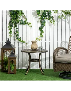 Outsunny Outdoor Garden Table, Cast Aluminium Patio End Table with Anti-slip Foot Pads for Garden, Patio, Balcony, 60 x 52.5cm,  2