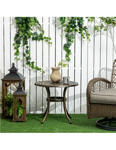 Outsunny Outdoor Garden Table, Cast Aluminium Patio End Table with Anti-slip Foot Pads for Garden, Patio, Balcony, 60 x 52.5cm, 