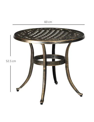 Outsunny Outdoor Garden Table, Cast Aluminium Patio End Table with Anti-slip Foot Pads for Garden, Patio, Balcony, 60 x 52.5cm, 