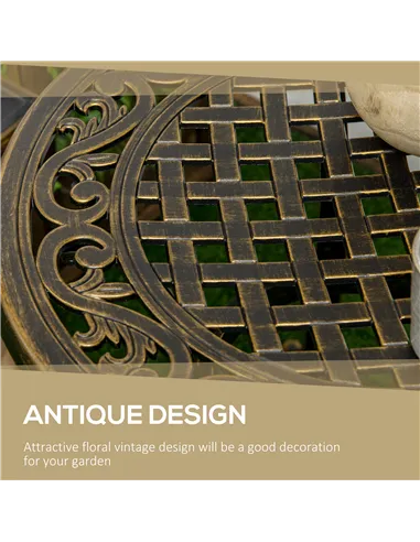 Outsunny Outdoor Garden Table, Cast Aluminium Patio End Table with Anti-slip Foot Pads for Garden, Patio, Balcony, 60 x 52.5cm, 