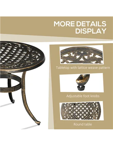 Outsunny Outdoor Garden Table, Cast Aluminium Patio End Table with Anti-slip Foot Pads for Garden, Patio, Balcony, 60 x 52.5cm, 