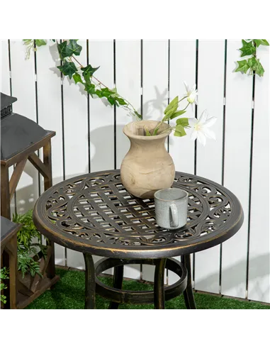 Outsunny Outdoor Garden Table, Cast Aluminium Patio End Table with Anti-slip Foot Pads for Garden, Patio, Balcony, 60 x 52.5cm, 
