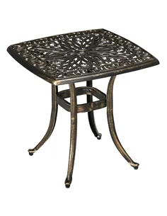 Outsunny Outdoor Patio Side Table with 38mm Dia. Umbrella Hole, Cast Aluminium Patio coffee Table, 54 x 54cm, Bronze Tone