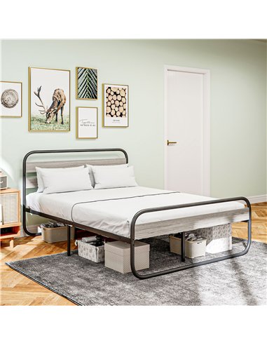 HOMCOM King Size Steel Industrial Bed Frame - Black