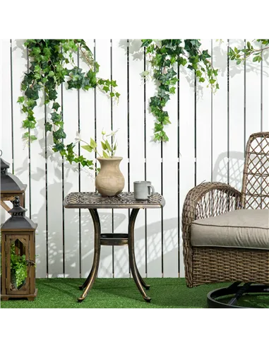 Outsunny Outdoor Patio Side Table with 38mm Dia. Umbrella Hole, Cast Aluminium Patio coffee Table, 54 x 54cm, Bronze Tone