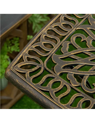 Outsunny Outdoor Patio Side Table with 38mm Dia. Umbrella Hole, Cast Aluminium Patio coffee Table, 54 x 54cm, Bronze Tone