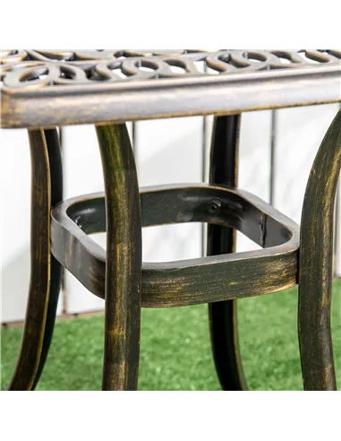 Outsunny Outdoor Patio Side Table with 38mm Dia. Umbrella Hole, Cast Aluminium Patio coffee Table, 54 x 54cm, Bronze Tone