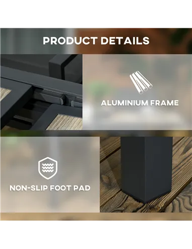 Outsunny Extending Garden Table, Outdoor Dining Table for 6, Aluminium Frame Rectangular Patio Table with Plastic Board Tabletop