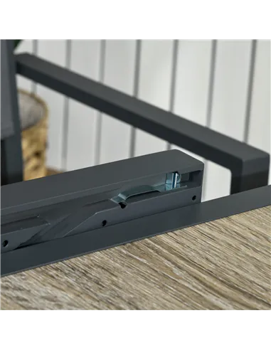 Outsunny Extending Garden Table, Outdoor Dining Table for 6, Aluminium Frame Rectangular Patio Table with Plastic Board Tabletop