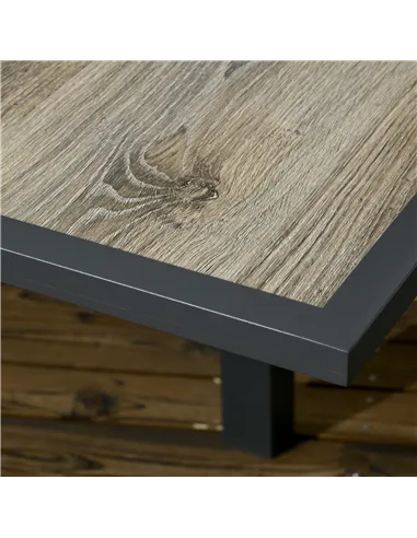 Outsunny Extending Garden Table, Outdoor Dining Table for 6, Aluminium Frame Rectangular Patio Table with Plastic Board Tabletop