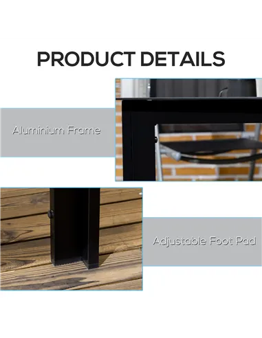 Outsunny Outdoor Dining Table for 6, Aluminium Rectangular Garden Table with Tempered Glass Tabletop for Yard, Patio, Black