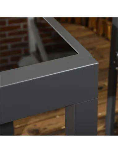 Outsunny Extending Garden Table, Outdoor Dining Table with Aluminium Frame and Tempered Glass Tabletop, 80/160 x 80 x 75 cm, Bla