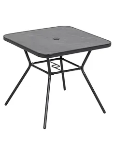 Outsunny Square Outdoor Table, Patio Bistro Coffee Table with Faux-marbled Top and 42mm Umbrella Hole for Garden