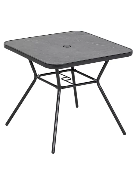 Outsunny Square Outdoor Table, Patio Bistro Coffee Table with Faux-marbled Top and 42mm Umbrella Hole for Garden