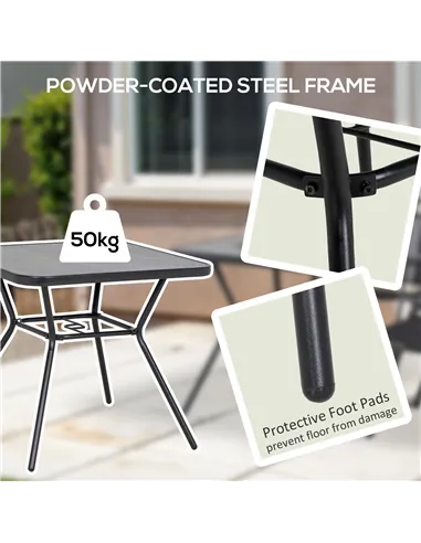 Outsunny Square Outdoor Table, Patio Bistro Coffee Table with Faux-marbled Top and 42mm Umbrella Hole for Garden