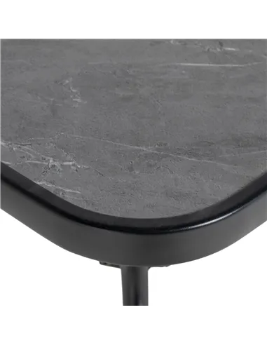 Outsunny Square Outdoor Table, Patio Bistro Coffee Table with Faux-marbled Top and 42mm Umbrella Hole for Garden