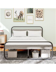 HOMCOM 4ft6 Double Bed Frame, Industrial Style Metal Platform Bed Frame with Under Bed Storage, No Box Spring Needed, Easy Assem 2