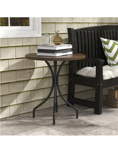 Outsunny Φ66cm Galvanised Steel Garden Table - Brown