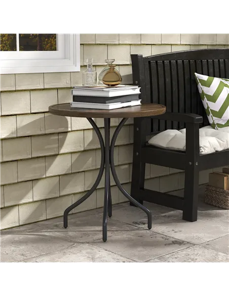 Outsunny Φ66cm Galvanised Steel Garden Table - Brown