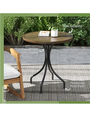 Outsunny Φ66cm Galvanised Steel Garden Table - Brown