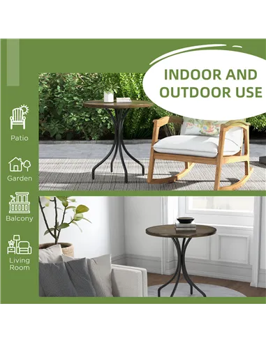 Outsunny Φ66cm Galvanised Steel Garden Table - Brown