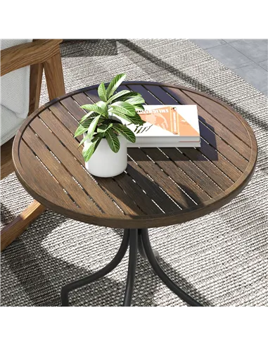Outsunny Φ66cm Galvanised Steel Garden Table - Brown
